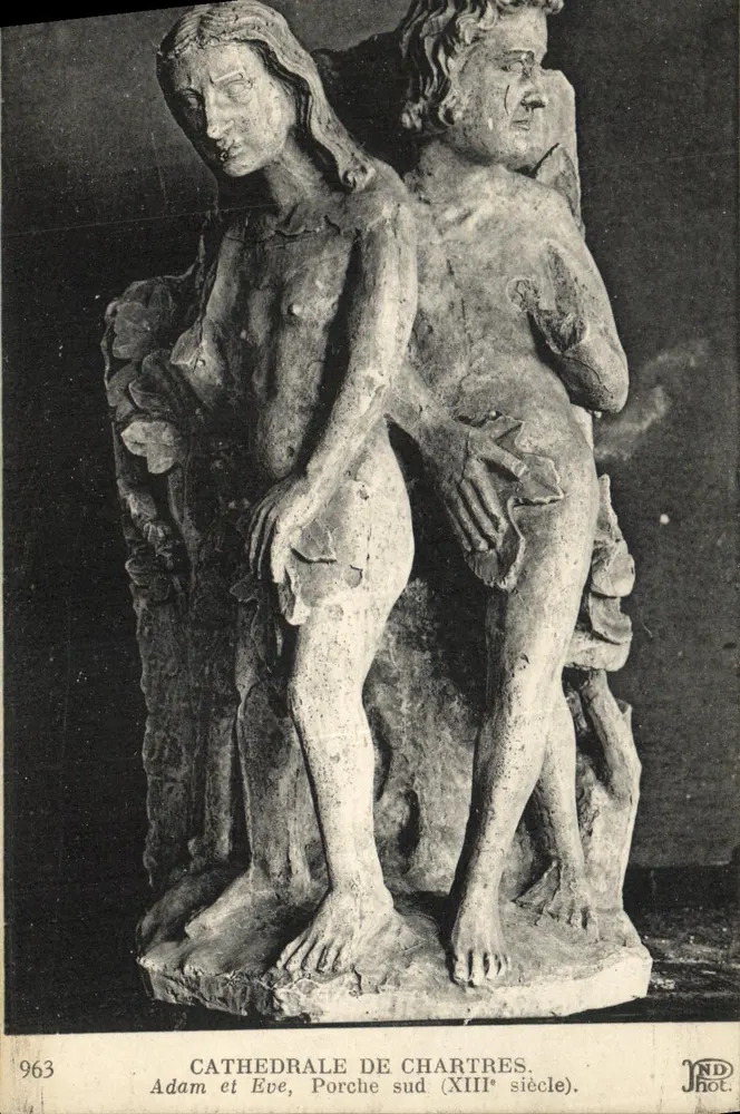 Adam und Eva — Skulpturen des 13. Jahrhunderts — Kathedrale von Chartres - Vorderseite