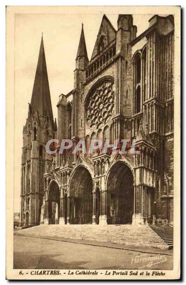 Chartres - La Cathédrale - Le Portail Sud et la Flèche - Harmignies - Frente
