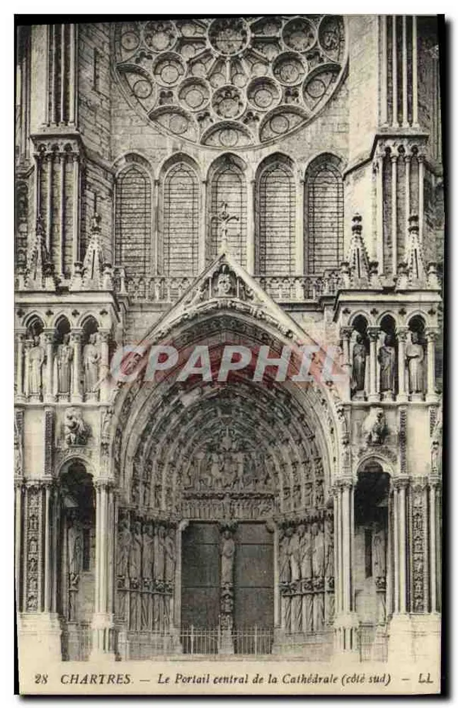 Chartres — Der zentrale Portal der Kathedrale (Südseite) — LL - Vorderseite