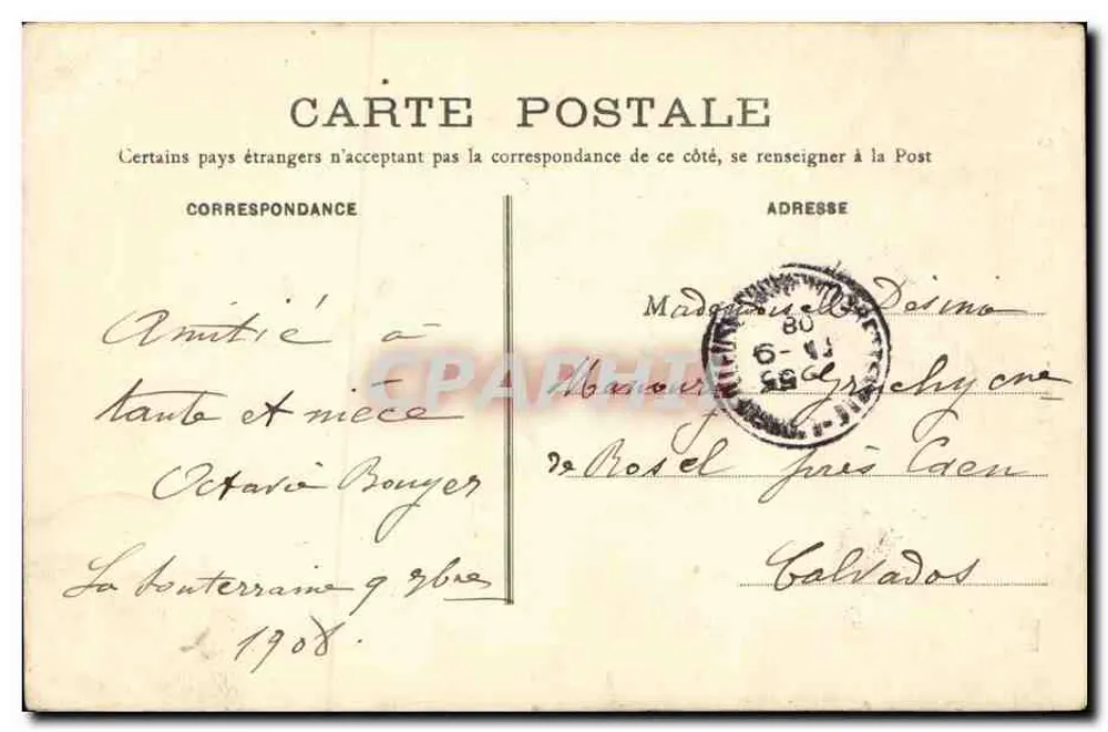 La Souterraine - A Capela do Convento — Octavie Boyer, editor n°15 - Verso
