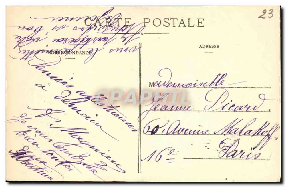 As margens da Creuse — Moinho e Castelo de CORS — Coleção G. G., Châteauroux, n° 4026 - Verso