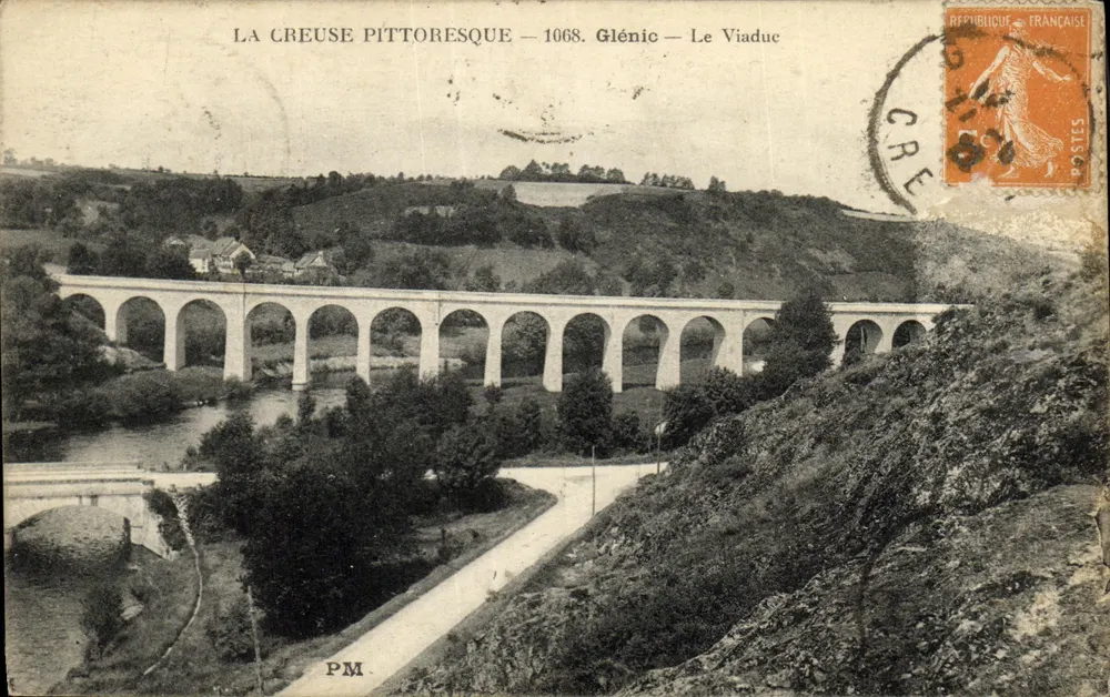A Creuse pitoresca — Glénic — O Viaduto — Bilhete postal moderno - Frente