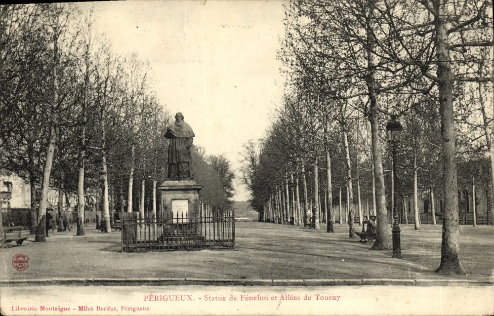 Périgueux - Statue von Fénelon und Allées de Tourny — Librairie Montaigne - M.les Bordas, Périgueux - Vorderseite
