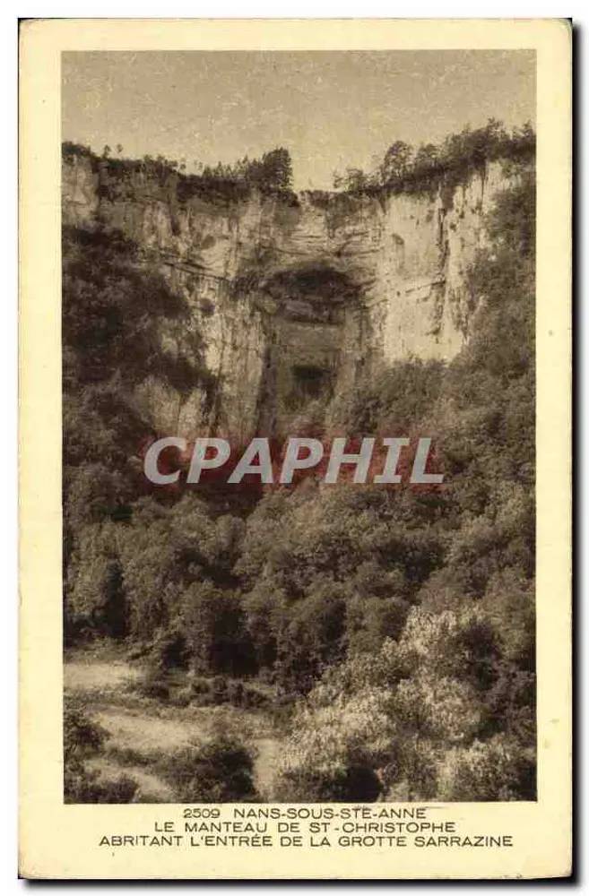 Der Mantel des Heiligen Christophorus, der den Eingang zur Sarrazine-Höhle schützt — Nans-sous-Sainte-Anne — Serie 2509 — Verlag BRAUN & Cie - Vorderseite
