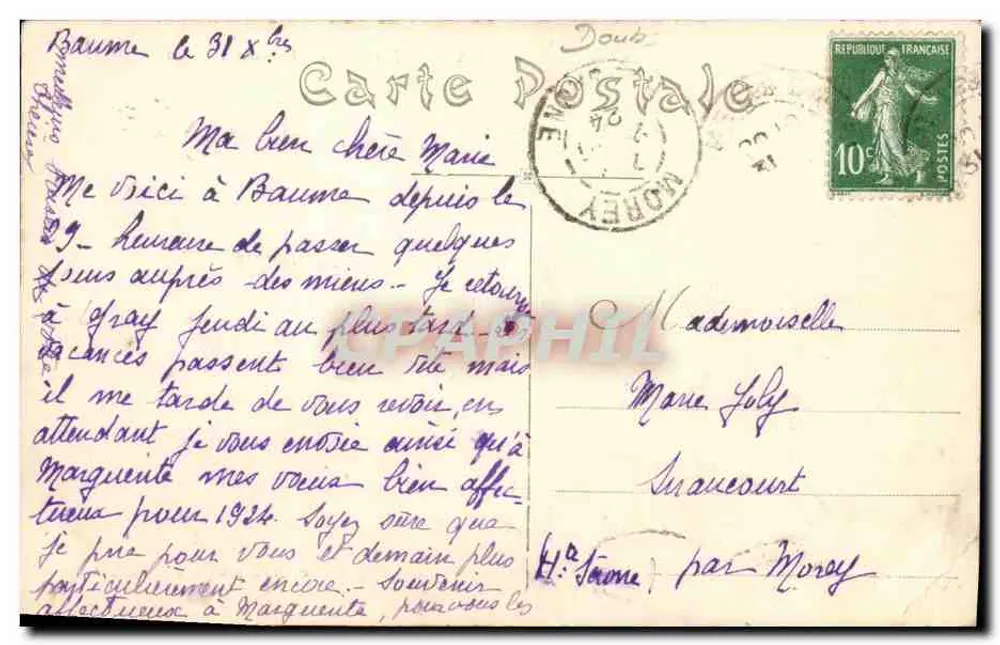 Laissey e a Vale do Doubs — vista panorâmica — editor desconhecido - Verso
