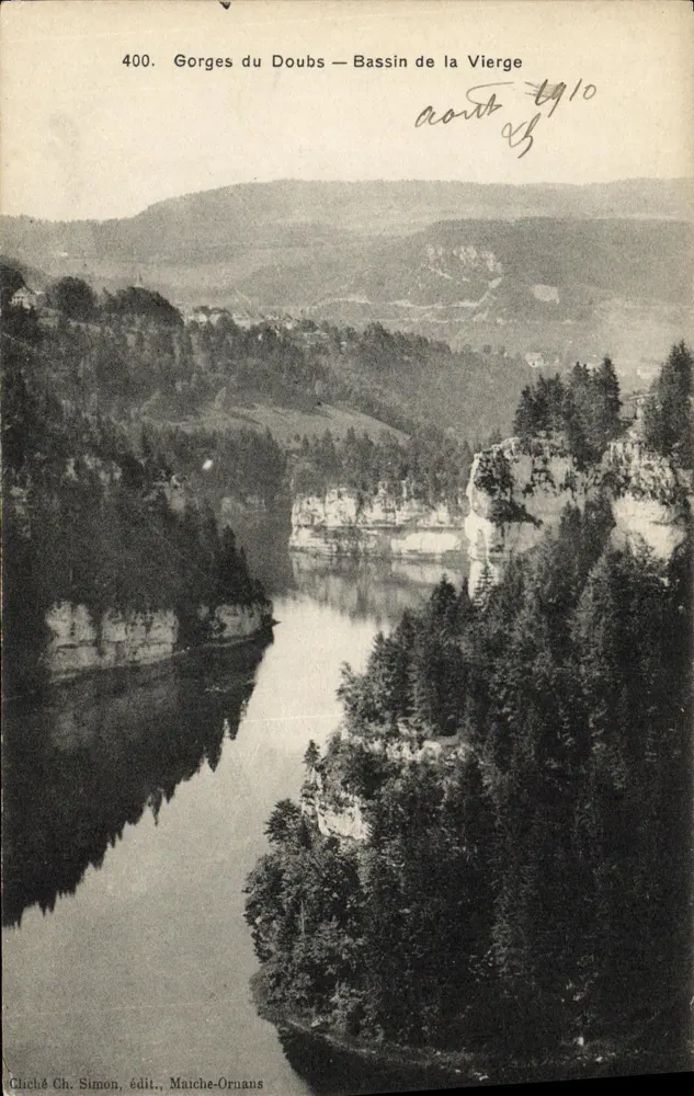 Gorges du Doubs — Bassin der Jungfrau — Foto von Ch. Simon, Verlag, Mauche-Ornans, Nr. 400 - Vorderseite