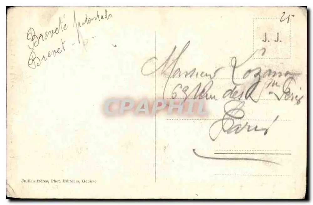 Chemin de fer de Champéry et la Dent du Midi — vue du viaduc avec train — éditeur J.J. n°9110 - Verso