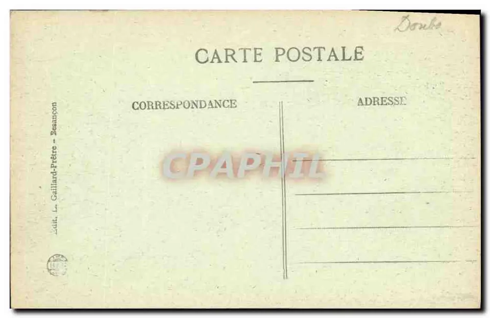Mouthier - Rocher de Haute-Pierre — Tal der Loue, Gorges de Nouaillacs — Verlag L. Gaillard-Prêtre, Zézançon - Rückseite