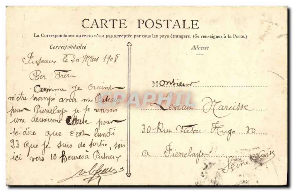 O Salto do Doubs — Edição Burgy, Lausanne, n°2043 - Verso