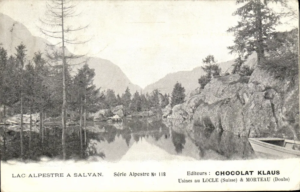 Lago Alpestre em Salvan — Série Alpestre No 118 — Editores: Chocolat Klaus - Frente