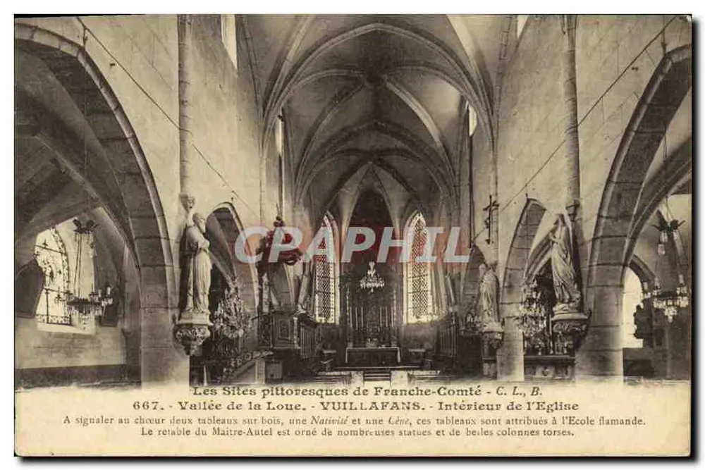 Vaillee de la Loue - Innenansicht der Kirche - Die malerischen Orte der Franche-Comté - C. L., B. - n° 667 - Vorderseite