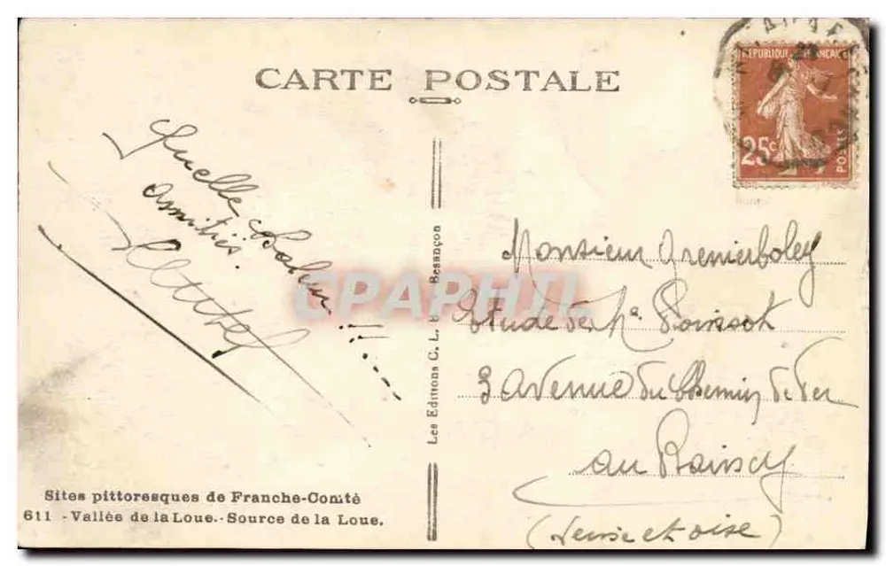 Fonte da Loue — Vale da Loue — Les Éditions C. L. Rossayçon - Verso