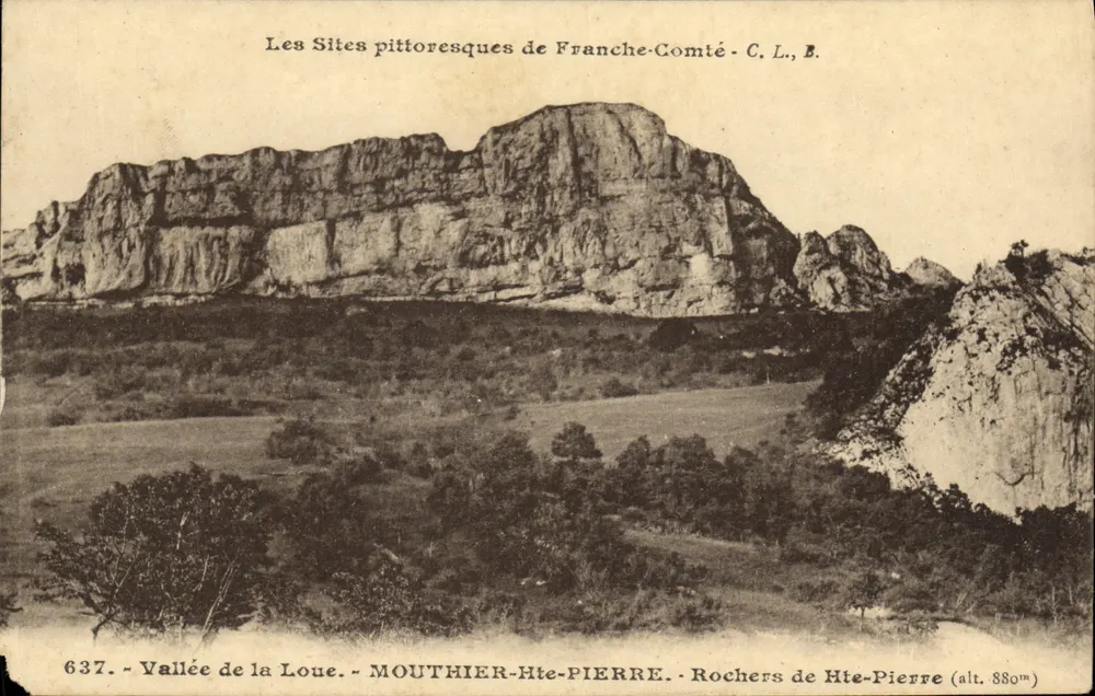 Tal der Loue — Felsen von Haute-Pierre (Höhe 880m) — MOUTHIER-HTE-PIERRE — C. L., B. — Serie 637 - Vorderseite