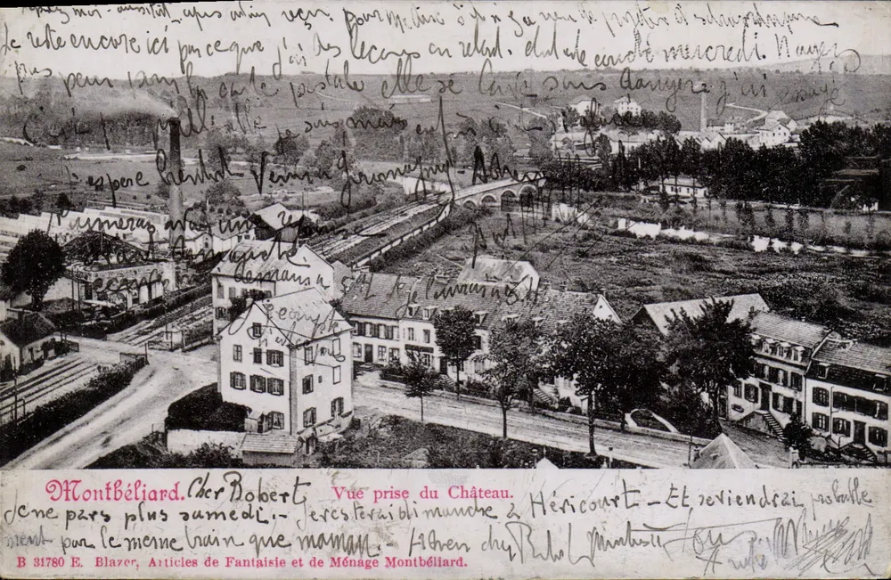 Vista tirada do Castelo — Héricourt — Editor E. Blazer, n° B 31780 - Frente