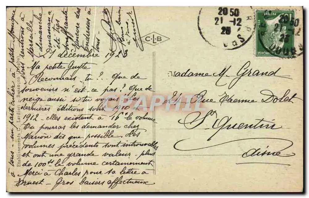 Besançon — Igreja de Nossa Senhora — Editor C. Lardoin, n° 67 - Verso