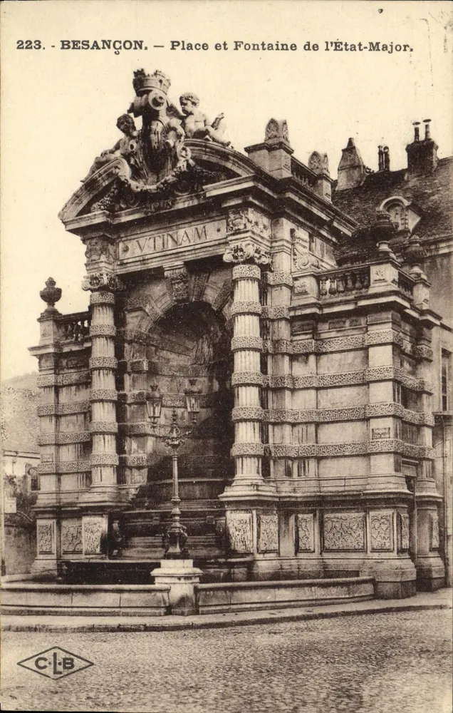 Besançon — Platz und Fontäne des Stabshauptquartiers — C-L-B, n°223 - Vorderseite
