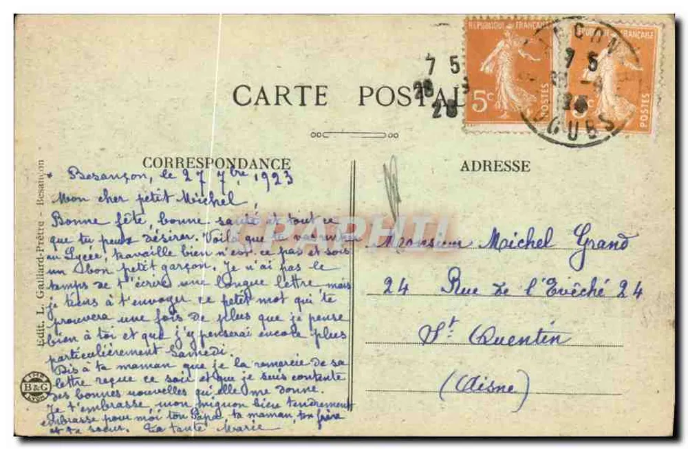 Besançon — Estátua de Victor-Hugo — Excursão na Franche-Comté, n°59 - Verso