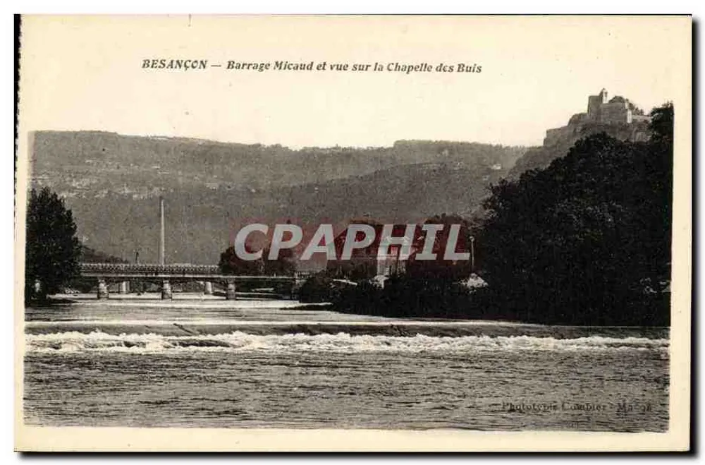 Besançon — Micaud-Staudamm und Blick auf die Chapelle des Buis — Phototypie Lombre - Ma 38 - Vorderseite