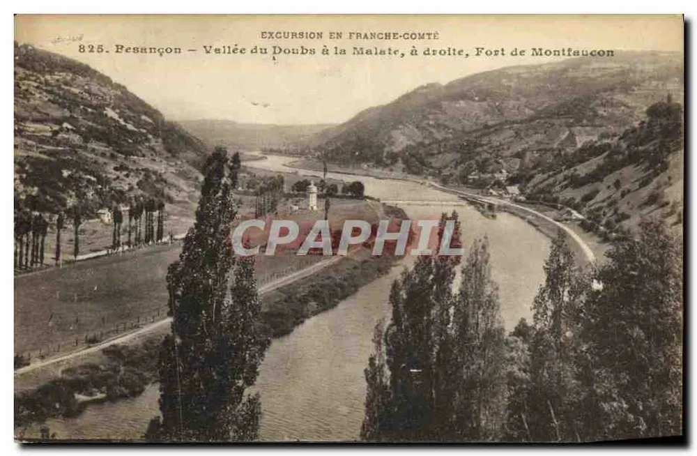 Tal des Doubs bei la Malate, rechts, Fort de Montfauccon — Besançon — Ausflug in die Franche-Comté - Vorderseite