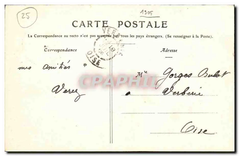 Arredores de Besançon — O Salto do Doubs — J. Liard, Ed., Besançon - Verso