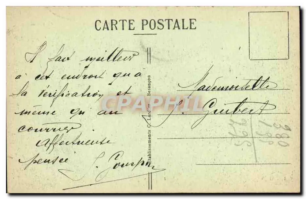 Besançon-les-Bains — Tal von Casamène und Île Malpas — C.H.B. n°242 - Rückseite