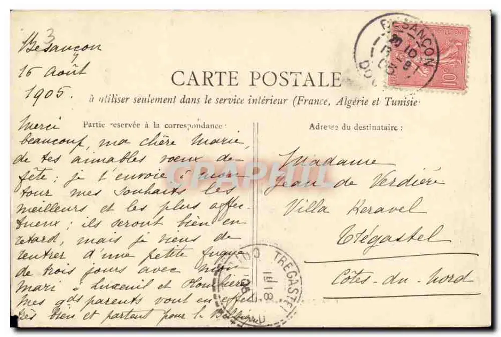 Besançon - A Porta Rivotte — vista da entrada com torres cônicas — editor não identificado - Verso