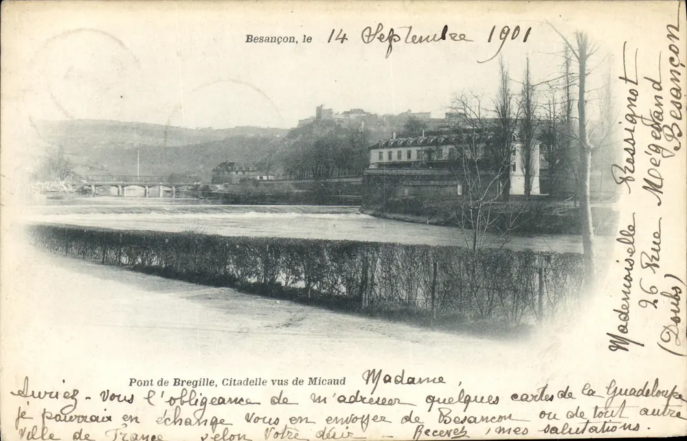 Brücke von Bregille, Zitadelle von Micaud aus gesehen — Besançon, 14. September 1901 - Vorderseite