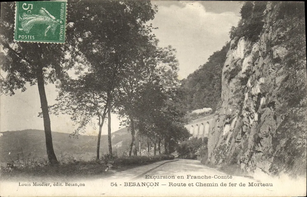 Excursão na Franche-Comté — Rota e Ferrovia de Morteau — Louis Mosdier, edição Besançon - Frente