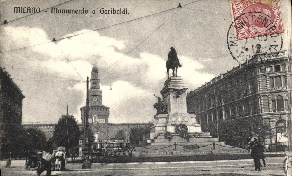 Milano - Pomnik Garibaldiego — wydawca Chocolat-Menier, numer seryjny nie widoczny - Awers
