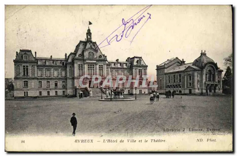 Evreux — Das Rathaus und das Theater — Buchhandlung J. Lemore, Evreux - Vorderseite