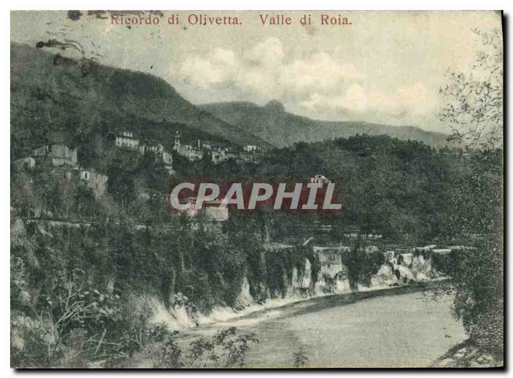 Valle di Roia — Vue de la vallée avec village en pente — Ricordo di Olivetta, éditeur italien - Vorderseite