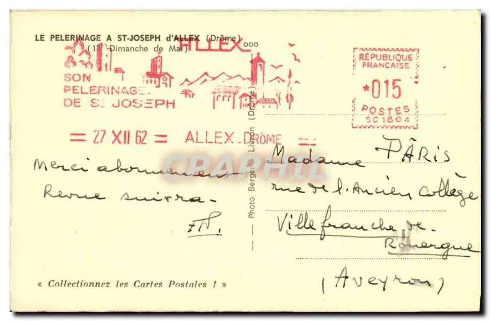 Pilgerreise nach Saint-Joseph d'Allex — Drôme — Photo Bergé, Lyon - Rückseite