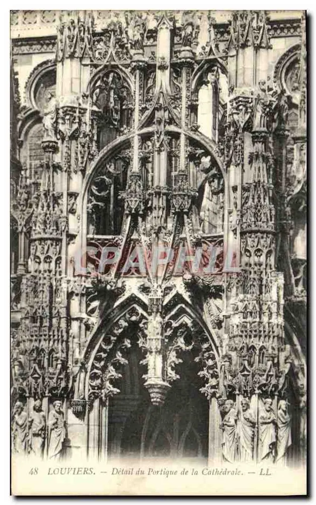 Louvières — Detail des Kathedralenportal — LL - Vorderseite