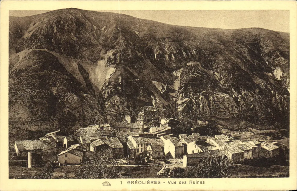 Gréolières - Vista das Ruínas — editora: Alinéenne des Arts Zébolo-mécaniques, Strasbourg - Frente