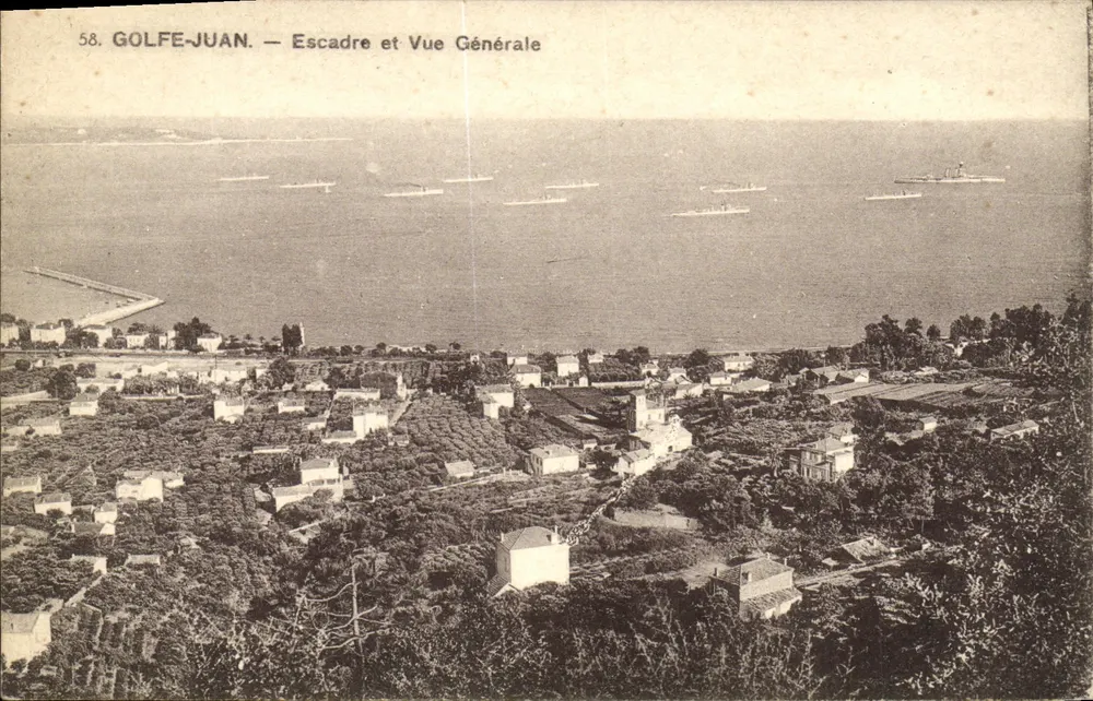 Golfe-Juan — Squadra Navale e Vista Generale — Edizione Robert, Tabass, Nice, n°58 - Recto