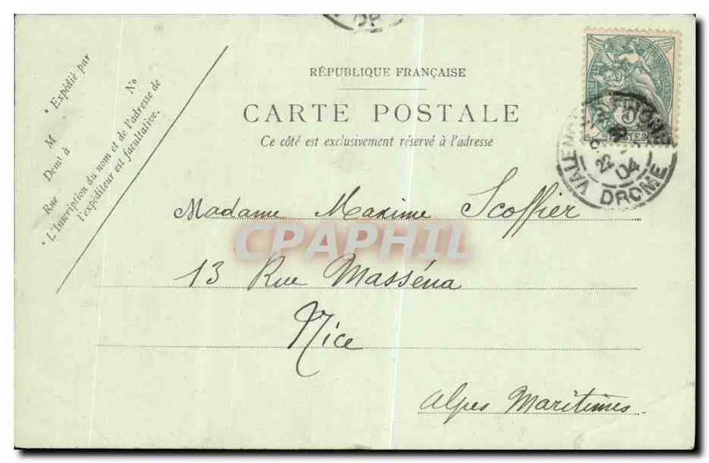 Valence — Place de la République — L. Collée, Rue Amblard, n°22 - Verso