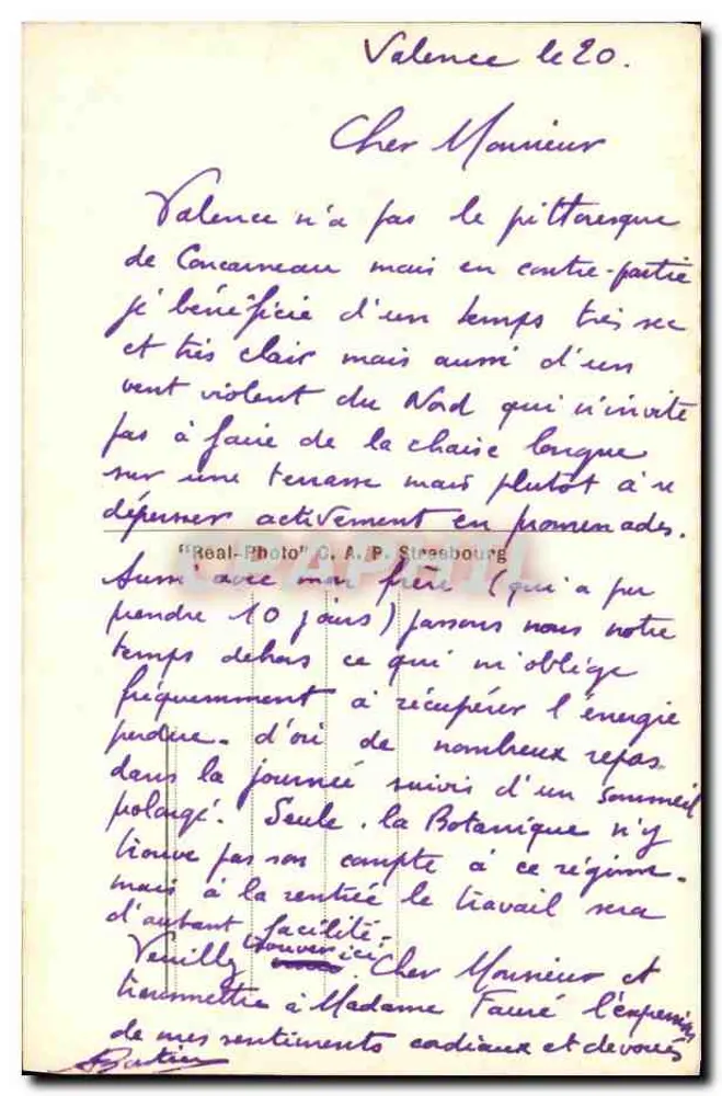 Valence — Algemene Uitzicht op de Rhône — Uitgever R. Valence - Achterkant