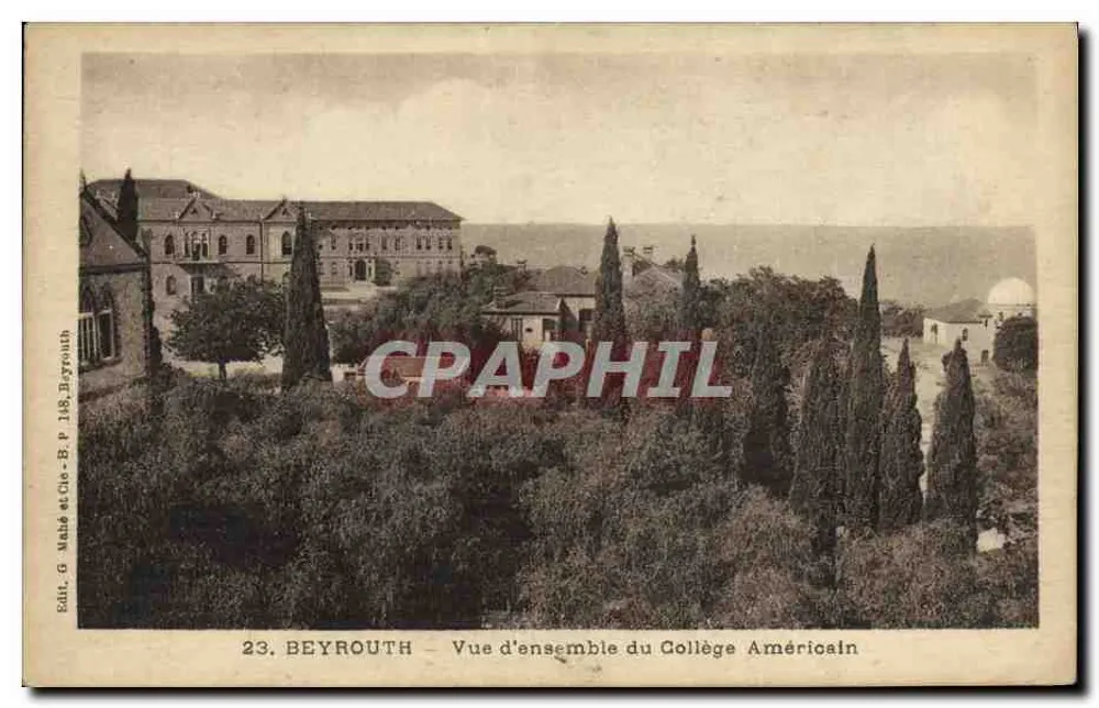 Beirut — Vista panoramica del Collegio Americano — G. Mahe et Cie, B.P. 188, Beirut - Recto