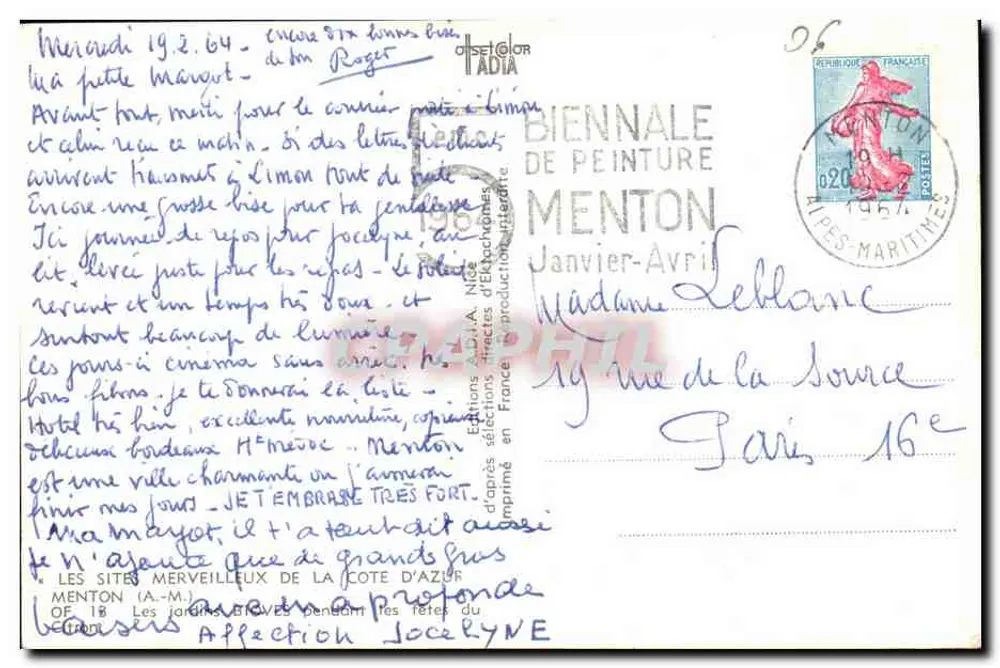 Gärten von Menton — dekorative Fontäne mit floralen Motiven — Éditions ADIA A. Nide - Rückseite