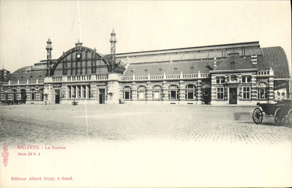 Malines - A Estação — Série 23 N.1 — Editor Albert Sugg, em Gand - Frente