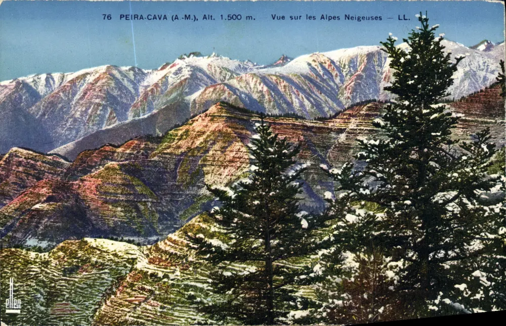 Peïra-Cava (A.-M.) — Blick auf die Schneelandschaft der Alpen — LL. — Verlag LL. - Vorderseite