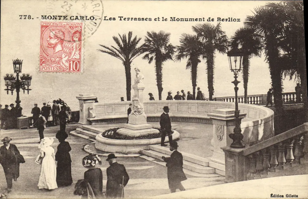 Monte Carlo — Die Terrassen und das Berlioz-Denkmal — Giletta-Ausgabe - Vorderseite