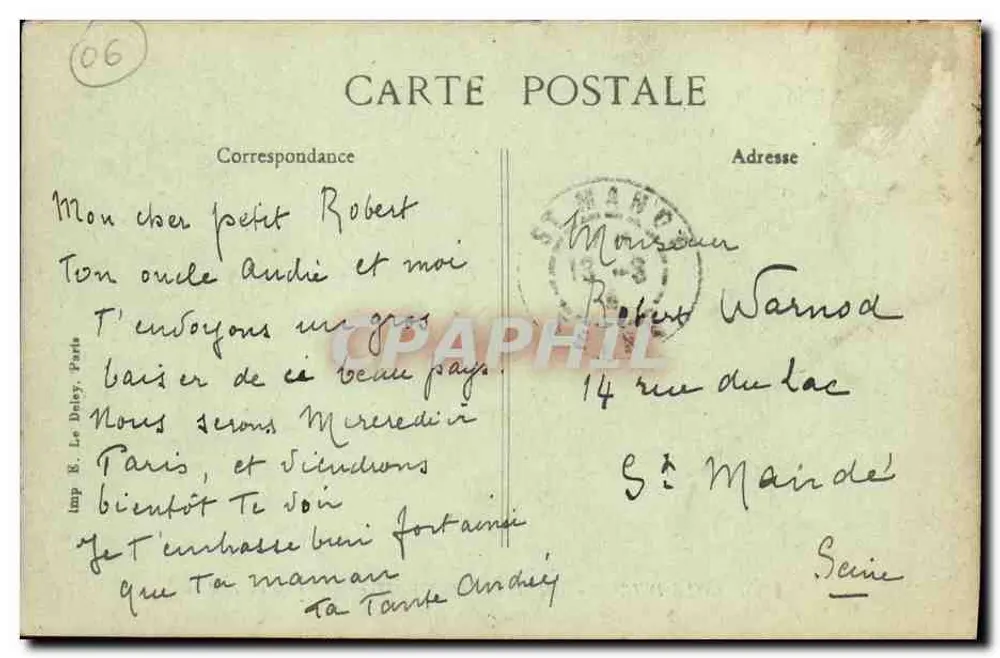 Trinite-Saint-Victor — Vale do Pasillon — Costa Azul — editor B. Le Doley, n° 1785 - Verso