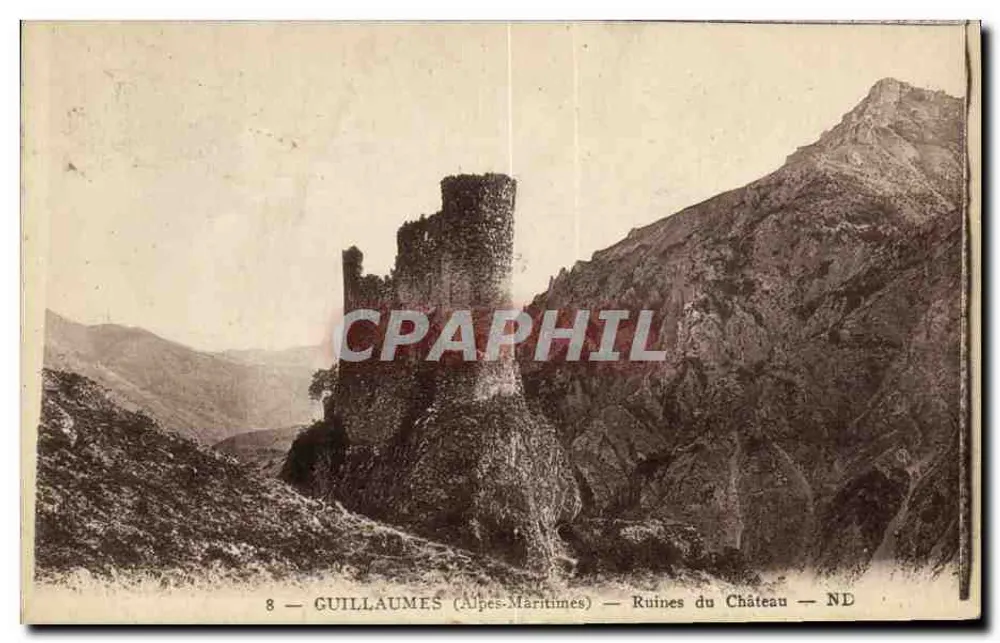 Guillaumes (Alpes-Maritimes) — Ruínas do Castelo — ND - Frente