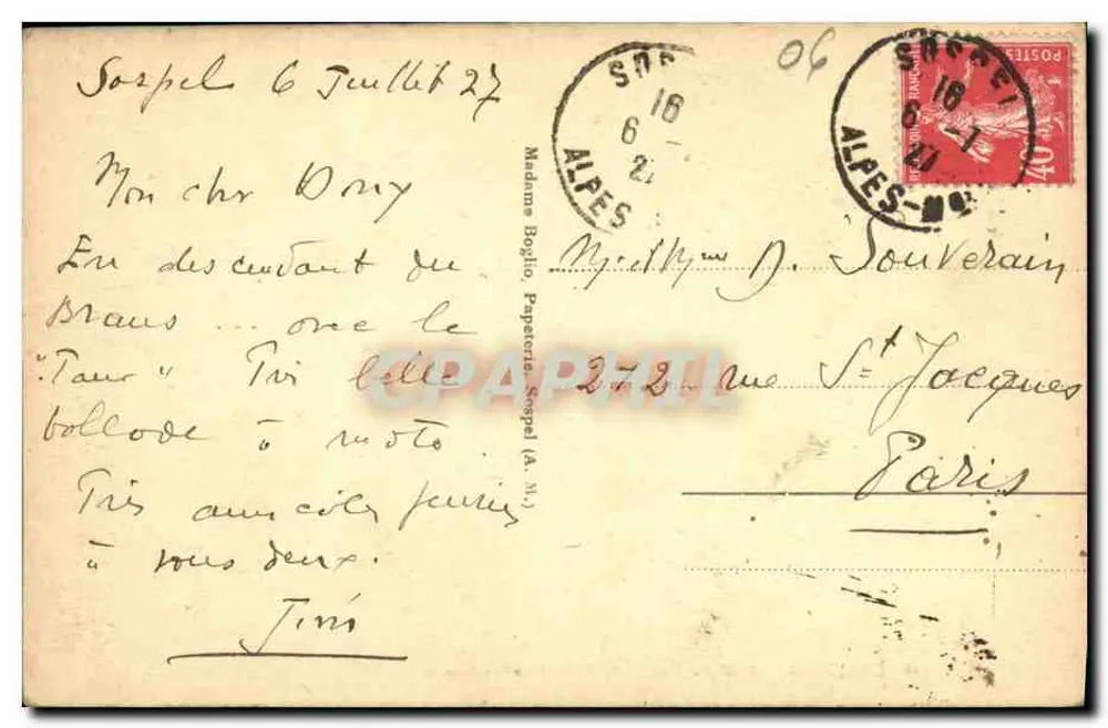 Castillon (A.M.) — Rota de Sospel e os Curvas — editor Perrier, n°18 - Verso