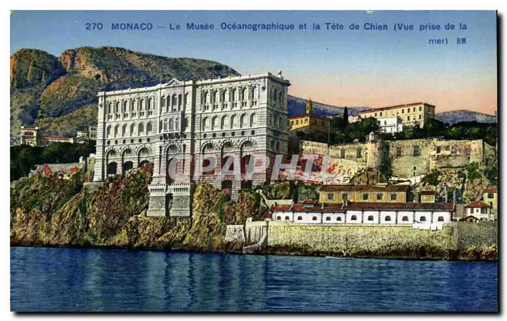 Monaco — Das Ozeanographische Museum und der Hundekopf (Ansicht vom Meer aus) — RM - Vorderseite