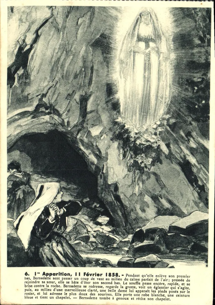 Erscheinung der Jungfrau Maria vor Bernadette - Februar 1858 — Illustration - Vorderseite