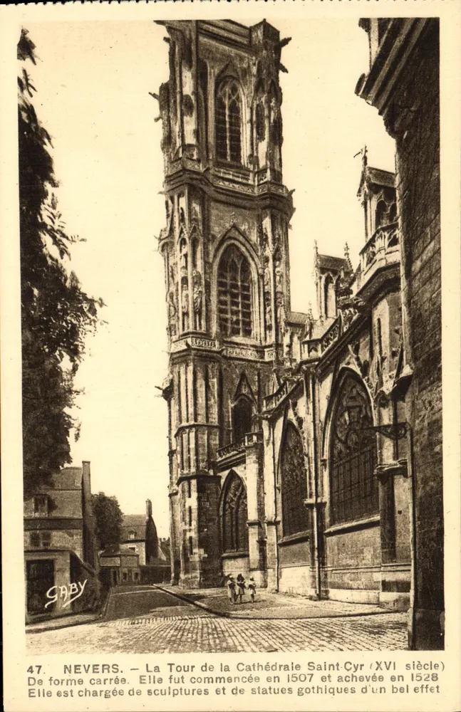 Nevers — Die quadratische Turm der Kathedrale Saint-Cyr (16. Jahrhundert) — Gaby, n°47 - Vorderseite