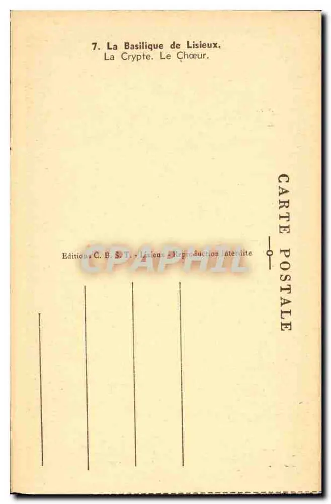 A Basílica de Lisieux — A Cripta. O Coro. — Edições C.B.S.T. Lisieux - Verso