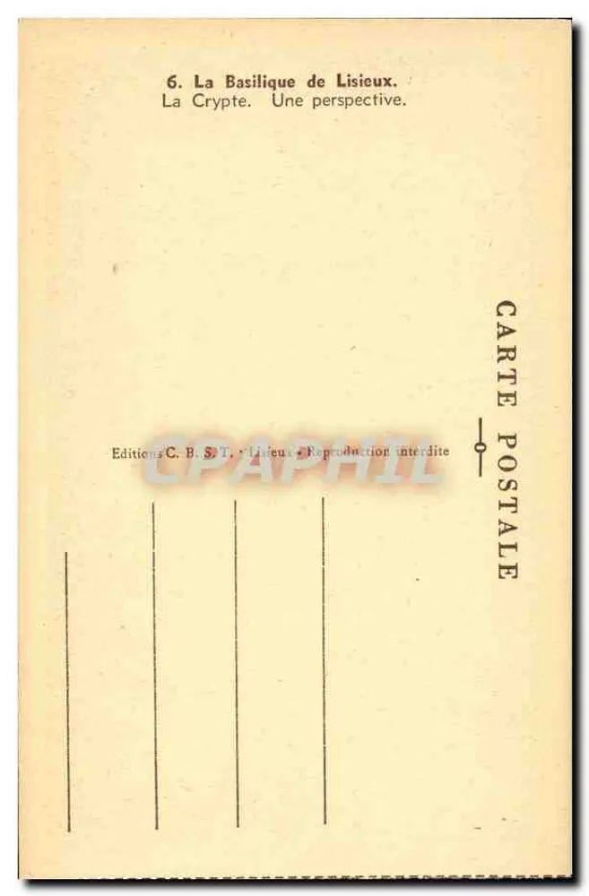A Cripta — Basílica de Lisieux — Edições C.B.T. Lisieux - Verso
